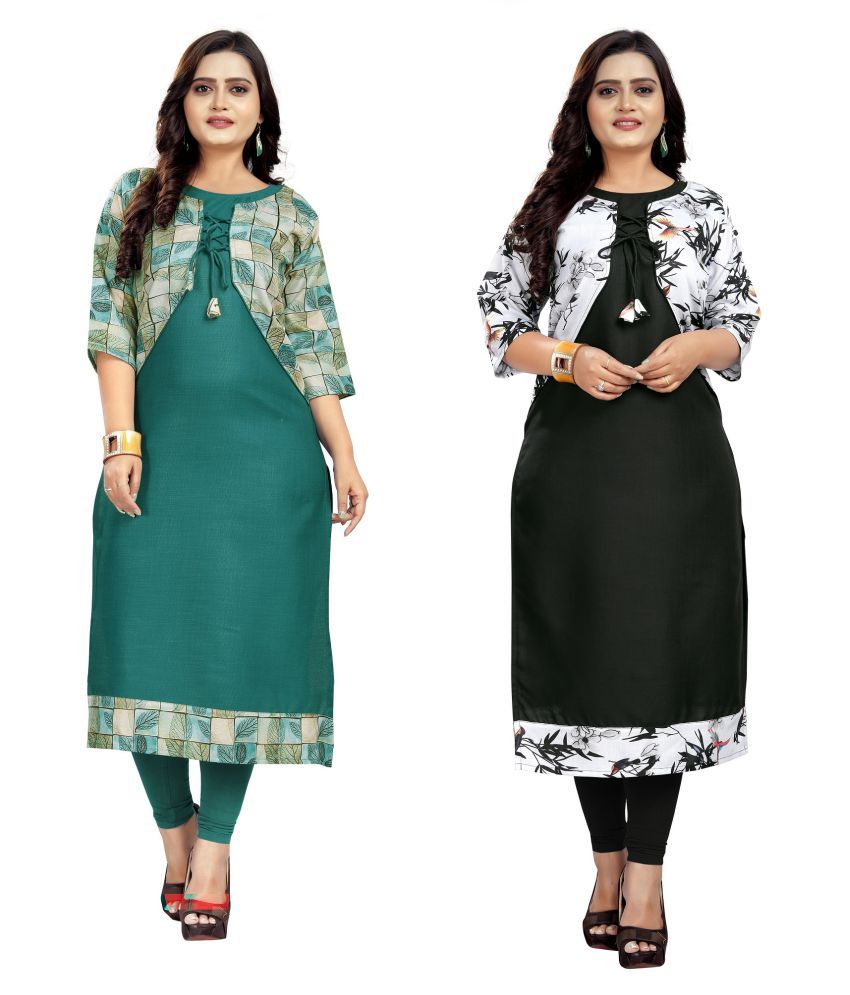 Vbuyz  Blue Cotton Womens Jacket Style Kurti  Pack of 1   Buy Vbuyz   Blue Cotton Womens Jacket Style Kurti  Pack of 1  Online at Best Prices  in India on Snapdeal