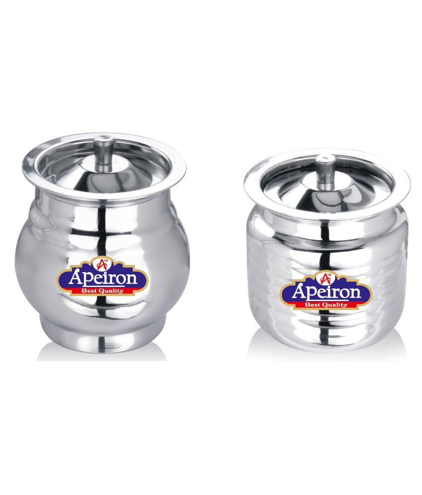     			APEIRON GHEE POT Steel Food Container Set of 2 300 mL