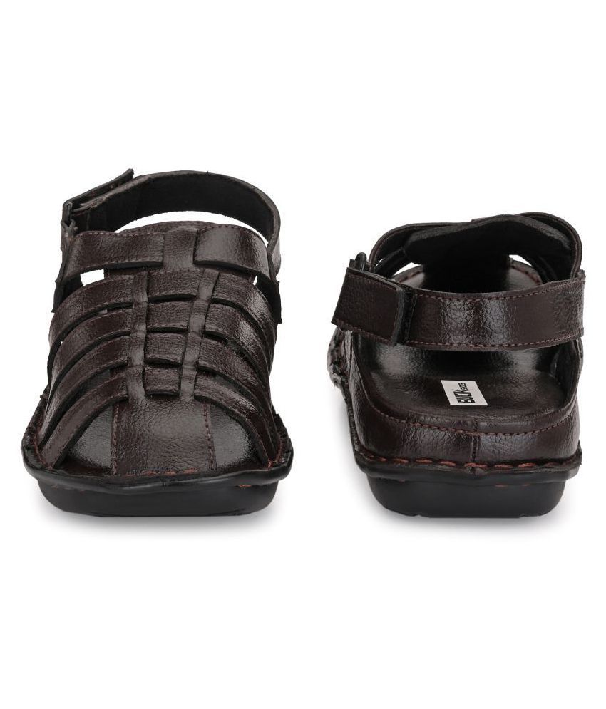 bucik men brown synthetic slip on leather sandals