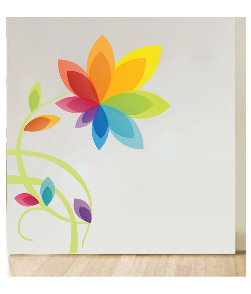     			Wallzone Colorfull Flowers Sticker ( 80 x 60 cms )