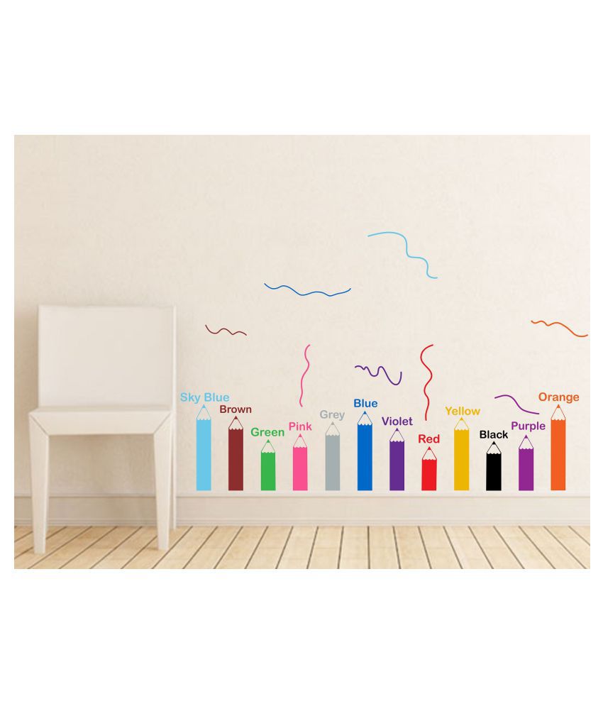     			Wallzone Colorfull Pencils Sticker ( 90 x 140 cms )