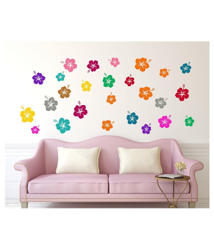    			Wallzone Colourfull Flowers Sticker ( 150 x 60 cms )