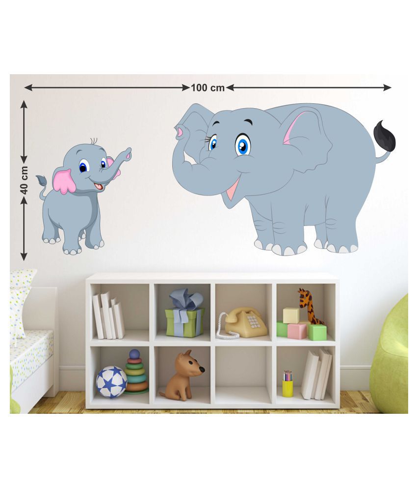     			Wallzone Elephants Sticker ( 100 x 40 cms )