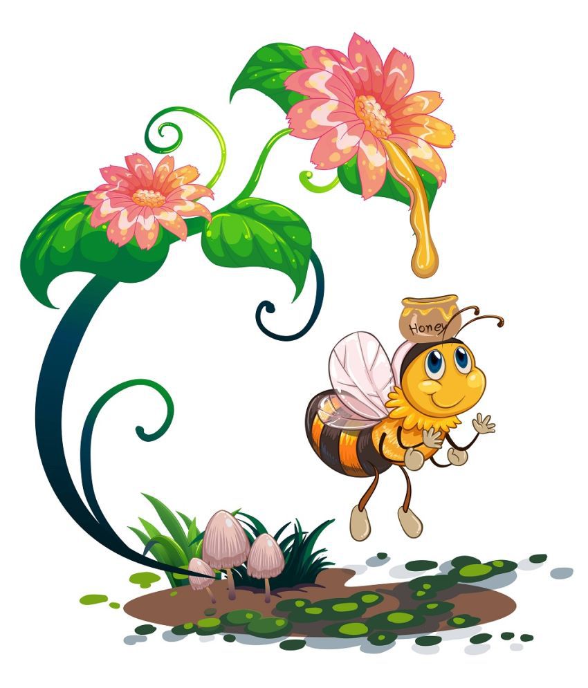     			Wallzone Honey Bee Sticker ( 50 x 60 cms )