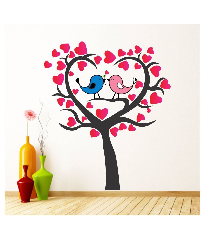     			Wallzone Love Birds Tree Sticker ( 70 x 80 cms )