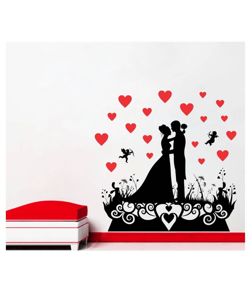     			Wallzone Love Couple Sticker ( 70 x 70 cms )