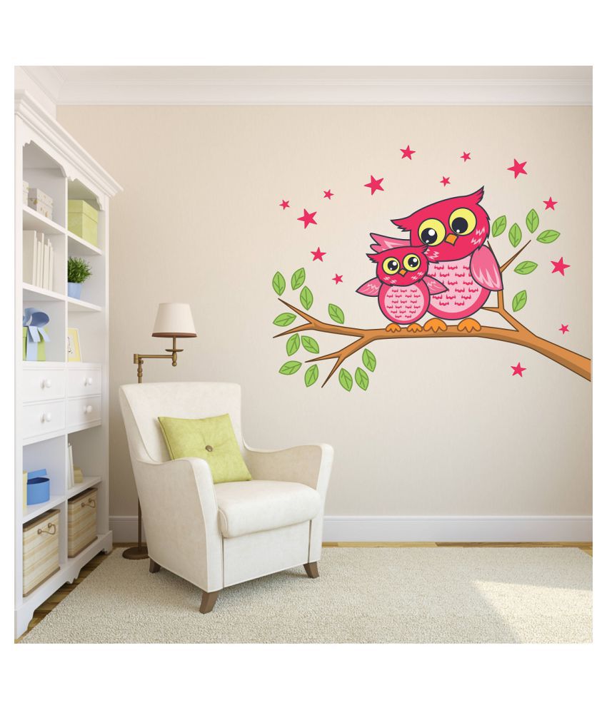     			Wallzone Owl On Tree Sticker ( 90 x 70 cms )
