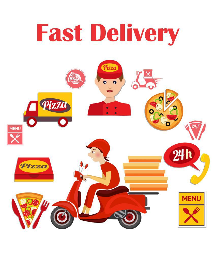     			Wallzone Pizza Fast Delivery Sticker ( 60 x 60 cms )