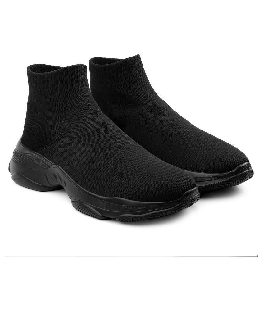     			BXXY Long Socks Shoes Black Running Shoes