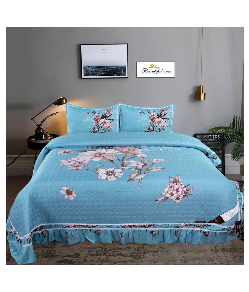 Dream Weaverz Glace Cotton King Size Bed Sheet With 2 Pillow Covers