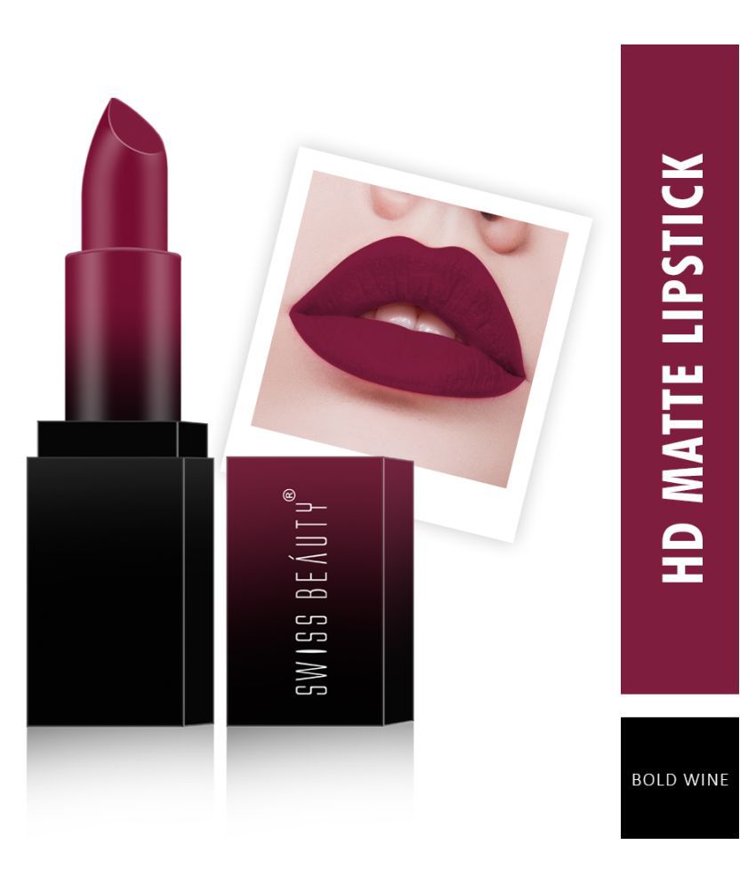     			Swiss Beauty HD Matte Lipstick (Bold Wine), 3.5gm