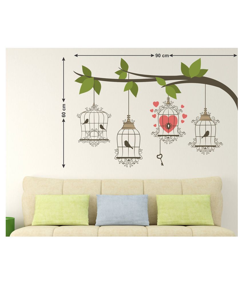     			Wallzone Birds Cage Sticker ( 70 x 75 cms )