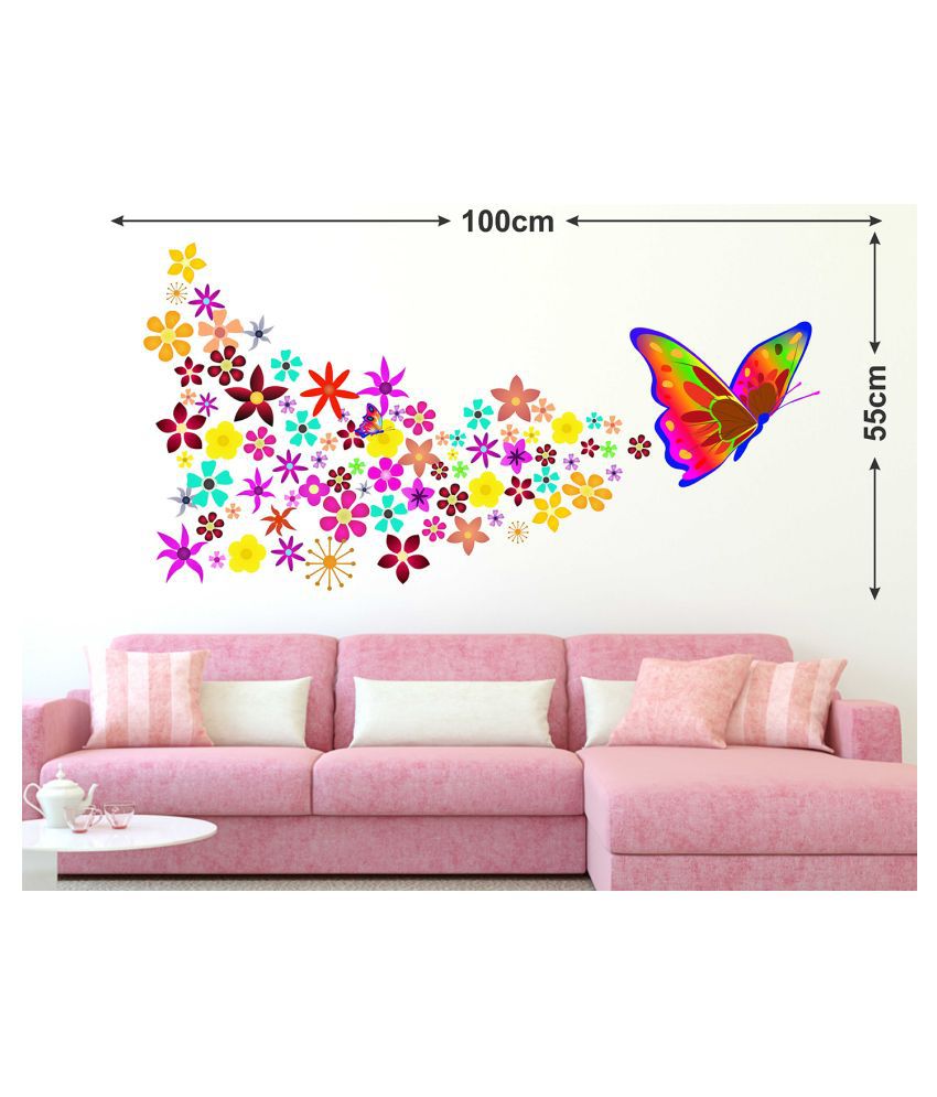     			Wallzone Colorful Butterfly Sticker ( 70 x 75 cms )
