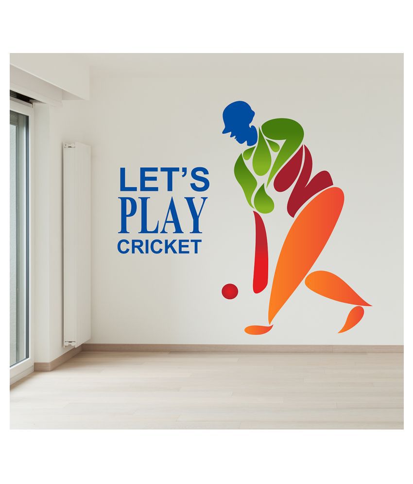     			Wallzone Let's Play Cricket Sticker ( 70 x 75 cms )