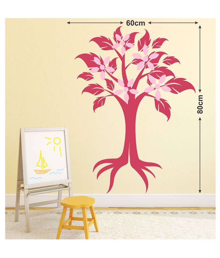     			Wallzone Pink Tree Sticker ( 70 x 75 cms )