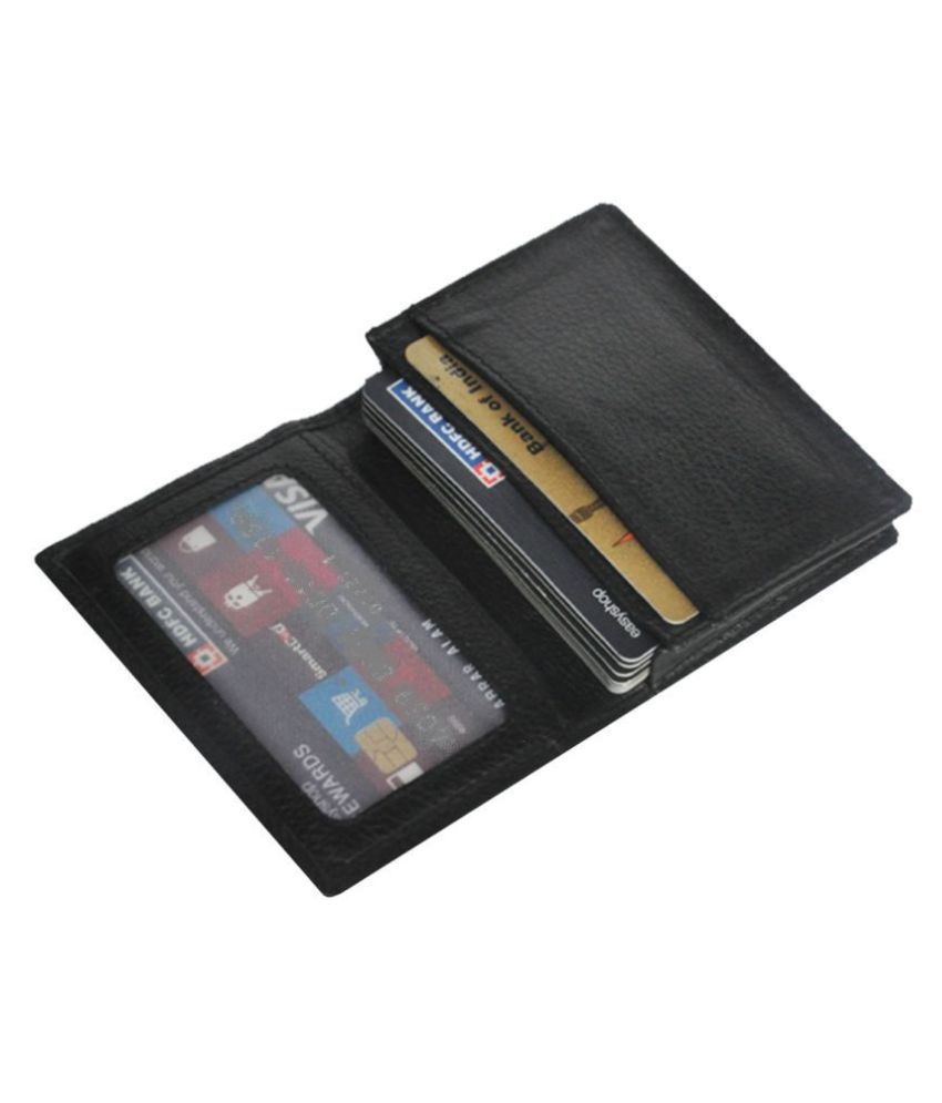     			RFID Protected Genuine Black Leather Mini Credit Card Holder