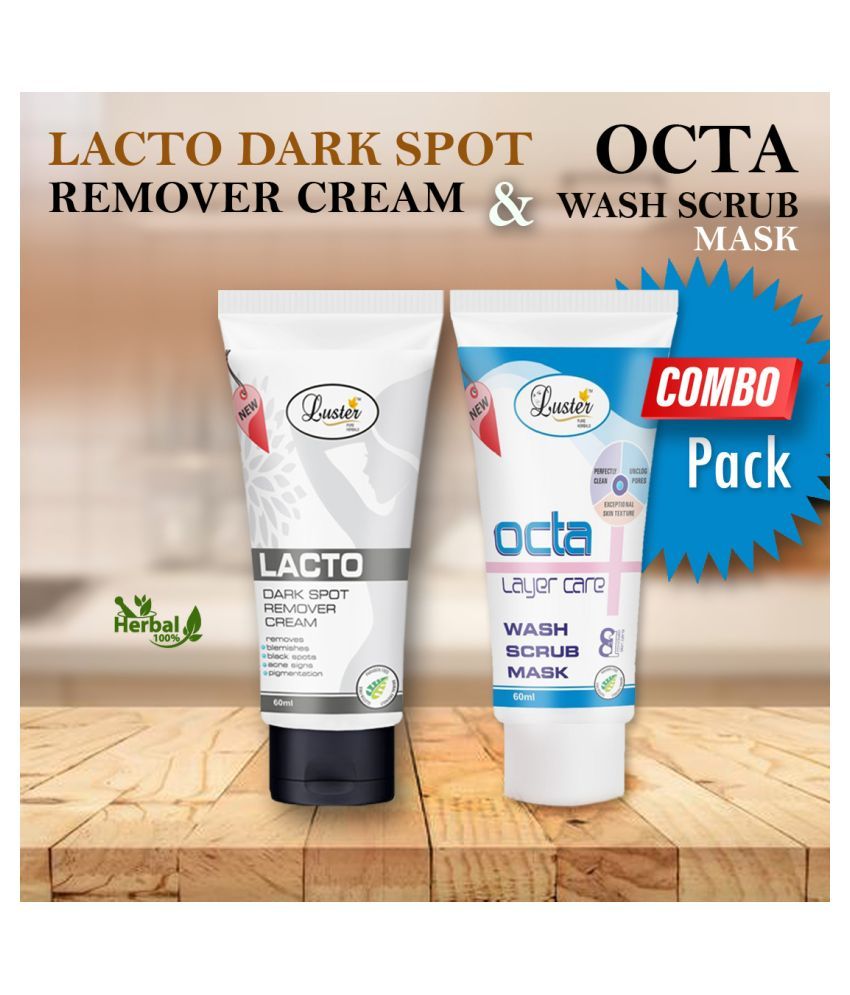 Luster Lacto Dark Spot Remover Cream & Octa Wash Scrub Mask (3 in 1