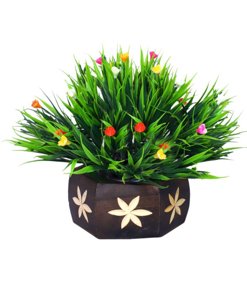     			MODO Artificial Plant With Wooden Pot  Multicolour Bonsai Plastic - Pack of 1