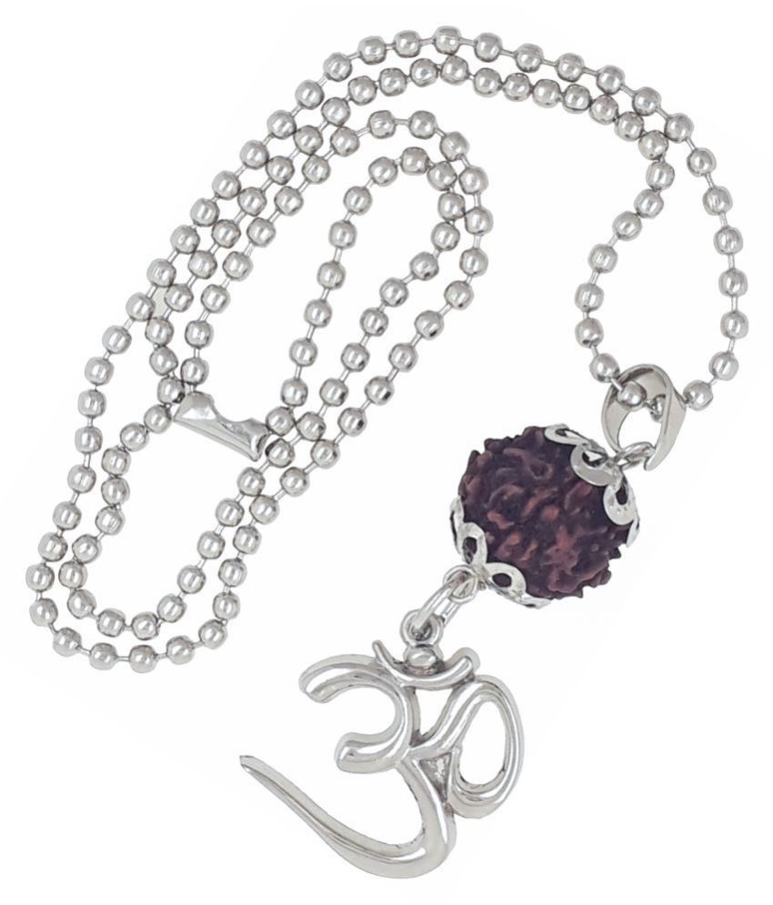Silver chain with rudraksha pendant Clearance