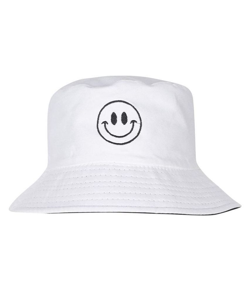     			Cotton Fishermen Bucket Hat Smiley (White; Free Size)