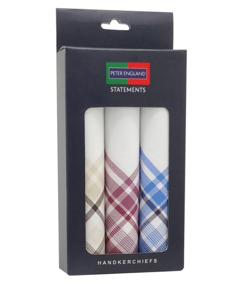Buy Peter England Men's Cotton Color Border Handkerchief with Brand