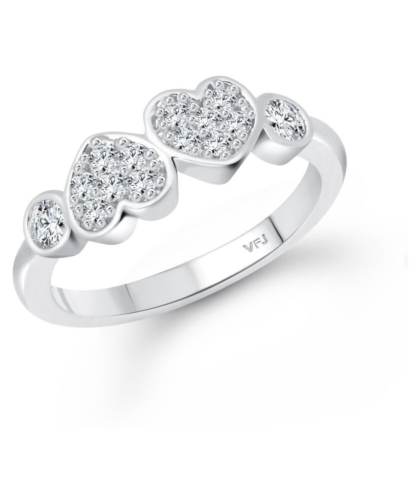     			Vighnaharta Couple Heart (CZ) Rhodium Plated  Ring - (  VFJ1590FRR13 )