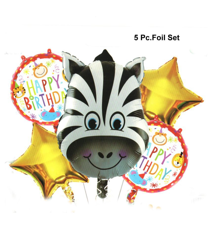     			Zebra 5 Pc Theme Party Birthday Decorations Foil Balloons Bouquet Set for Decoration (Pack of 5 Jungle Theme)