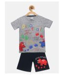 Lazy Shark Pack of 1 Boys Cotton Blend T-Shirt & Shorts ( Gray )