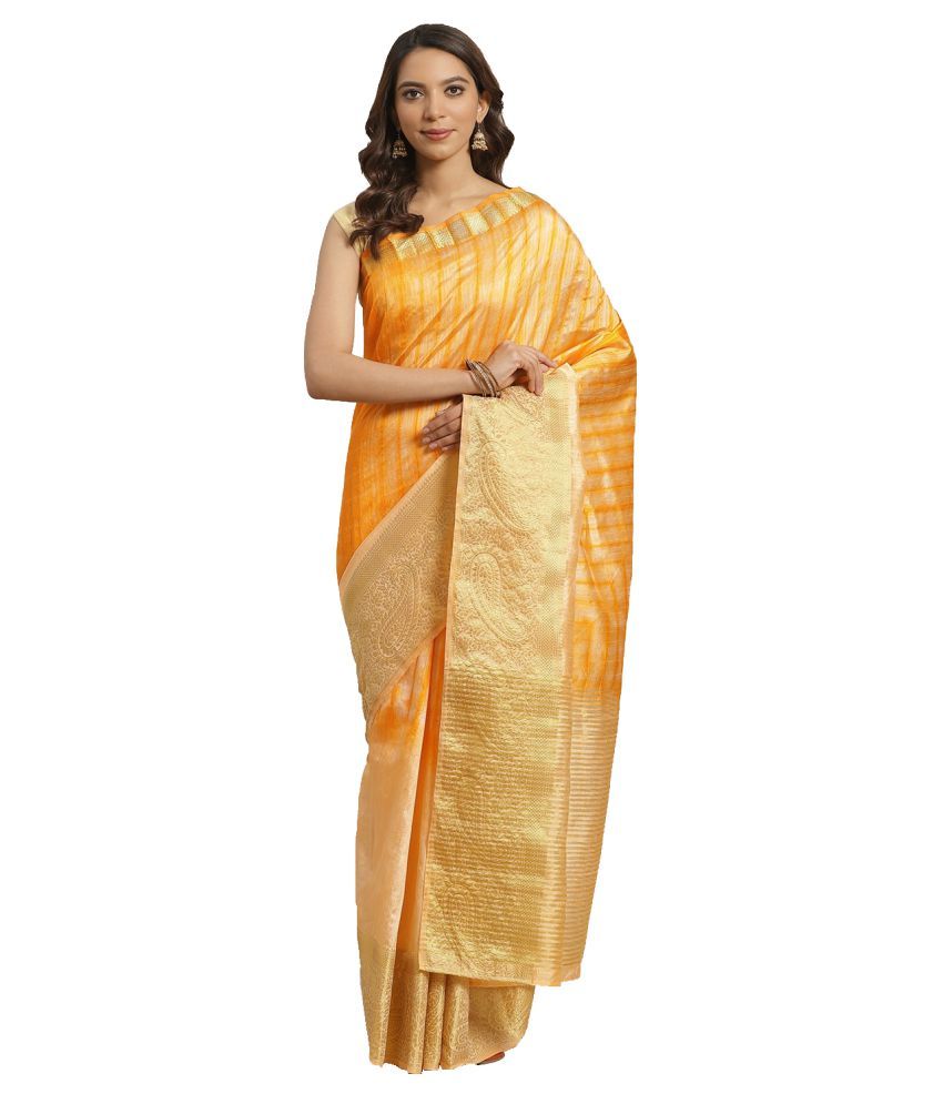     			Aarrah Orange Silk Blends Saree