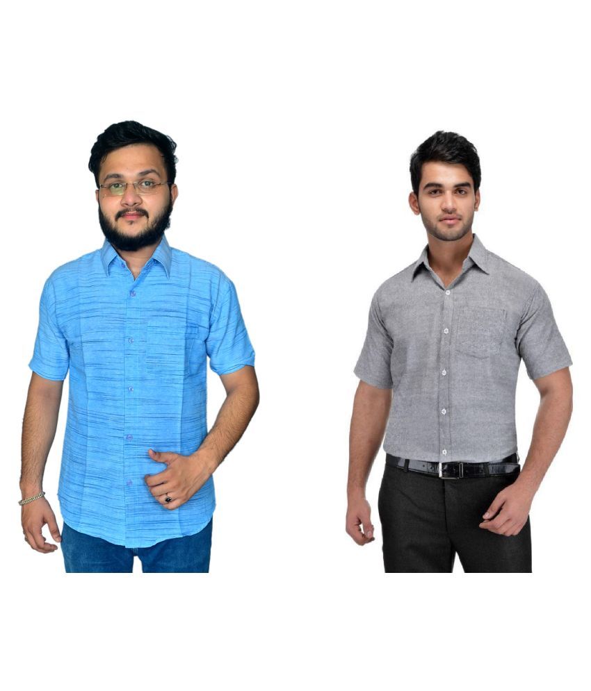     			DESHBANDHU DBK Cotton Regular Fit Half Sleeves Men's Formal Shirt - Multi ( Pack of 2 )