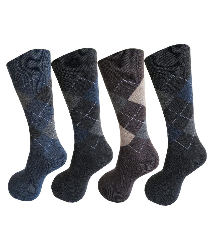     			HF LUMEN Multi Formal Mid Length Socks Pack of 4