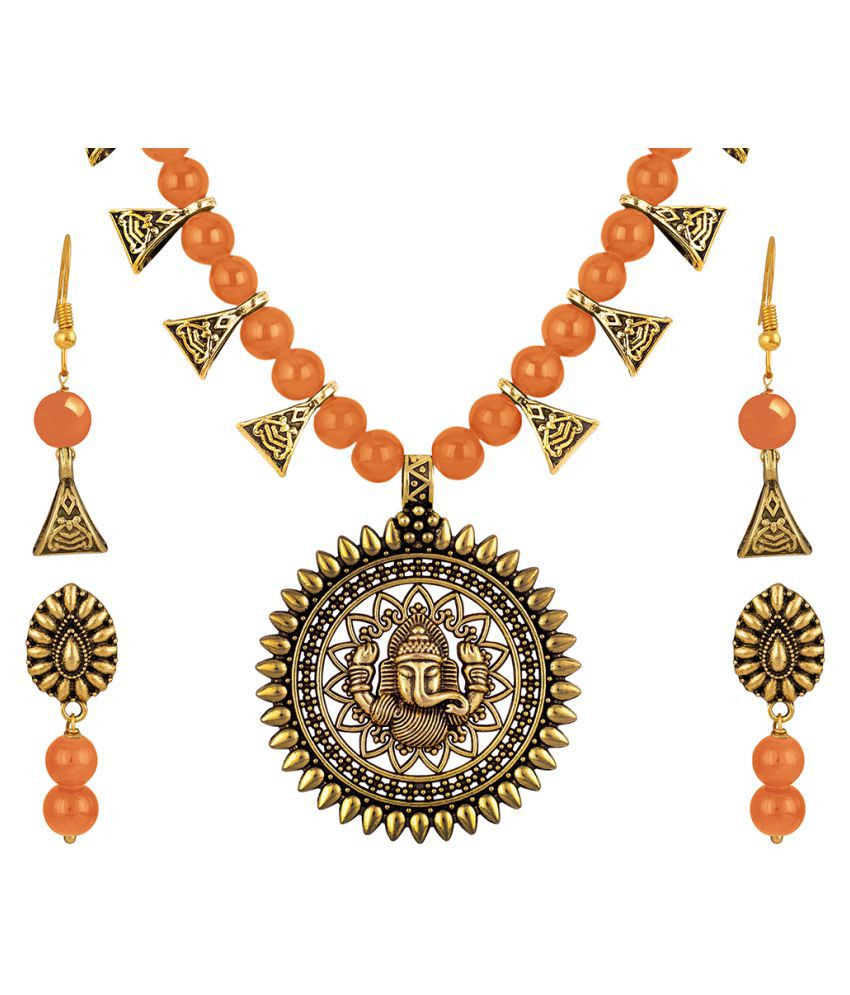     			JFL - Jewellery For Less Copper Orange Contemporary/Fashion Necklaces Set Princess