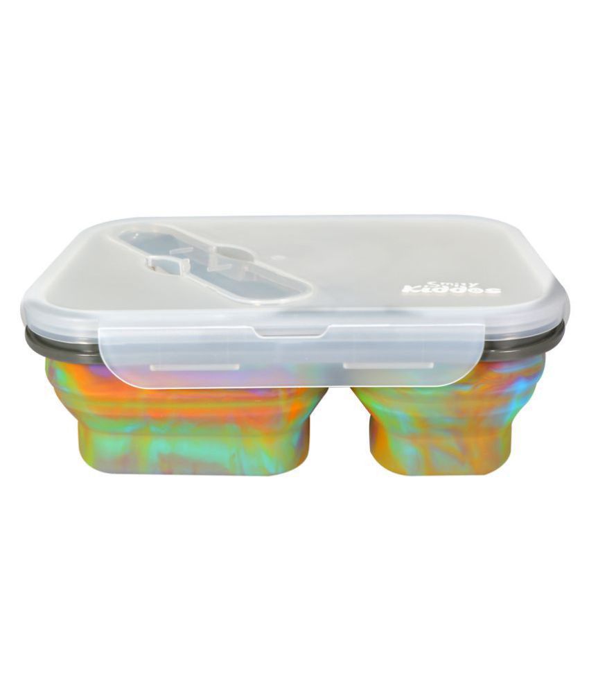     			Silicon  Expandable & Foldable lunch box -  rainbow