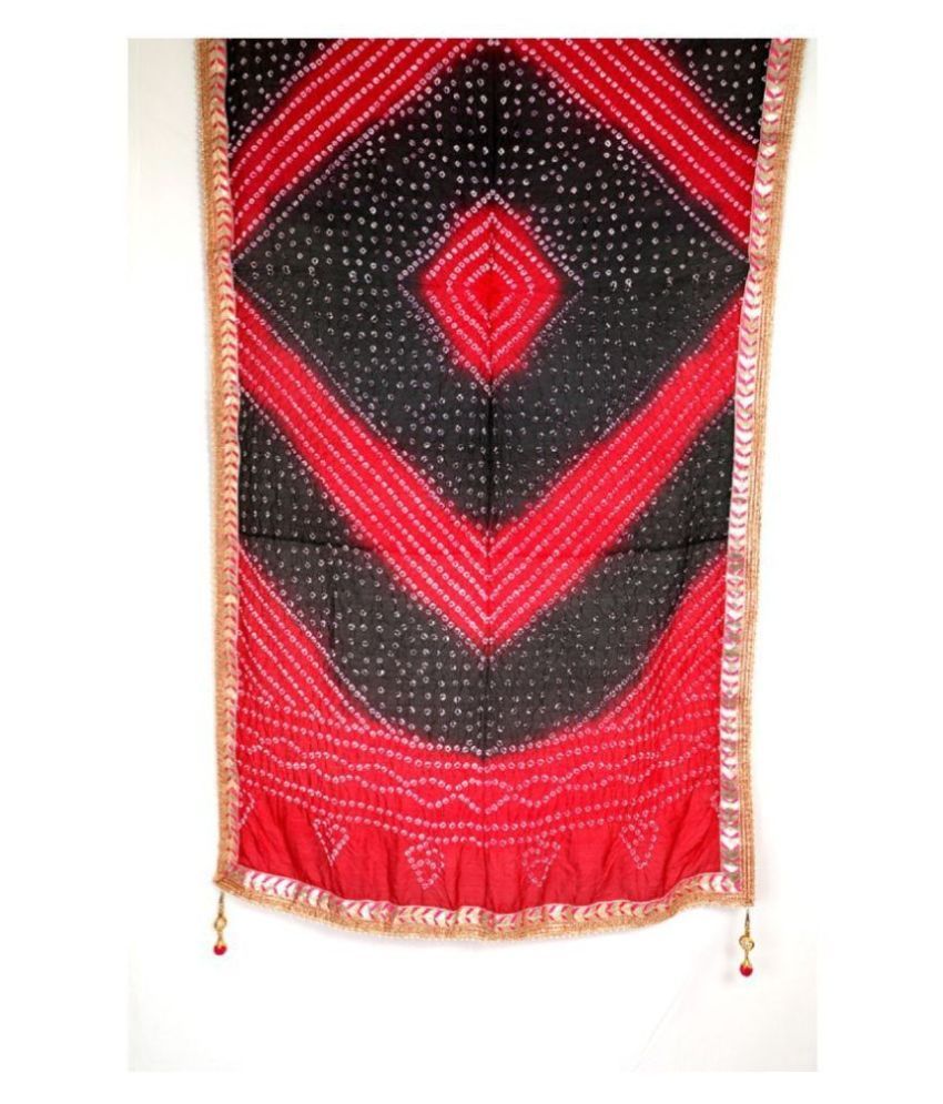     			Raj Black Art Silk Bandhej Dupatta