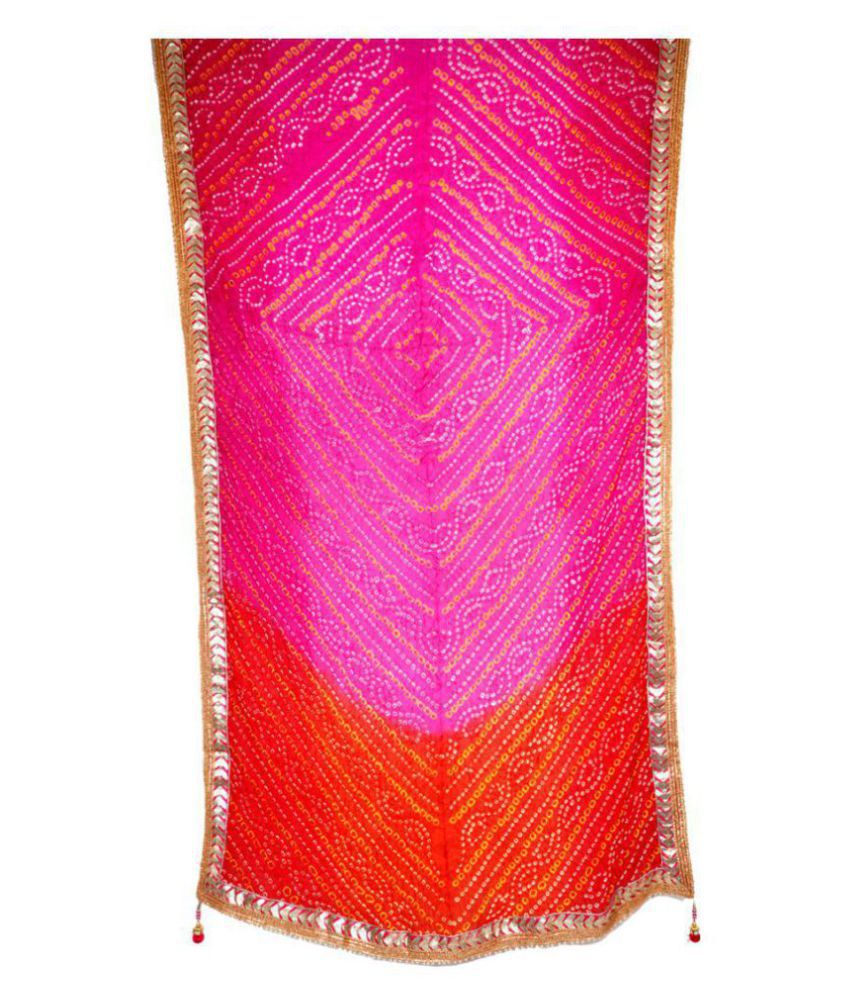     			Raj Pink Art Silk Bandhej Dupatta