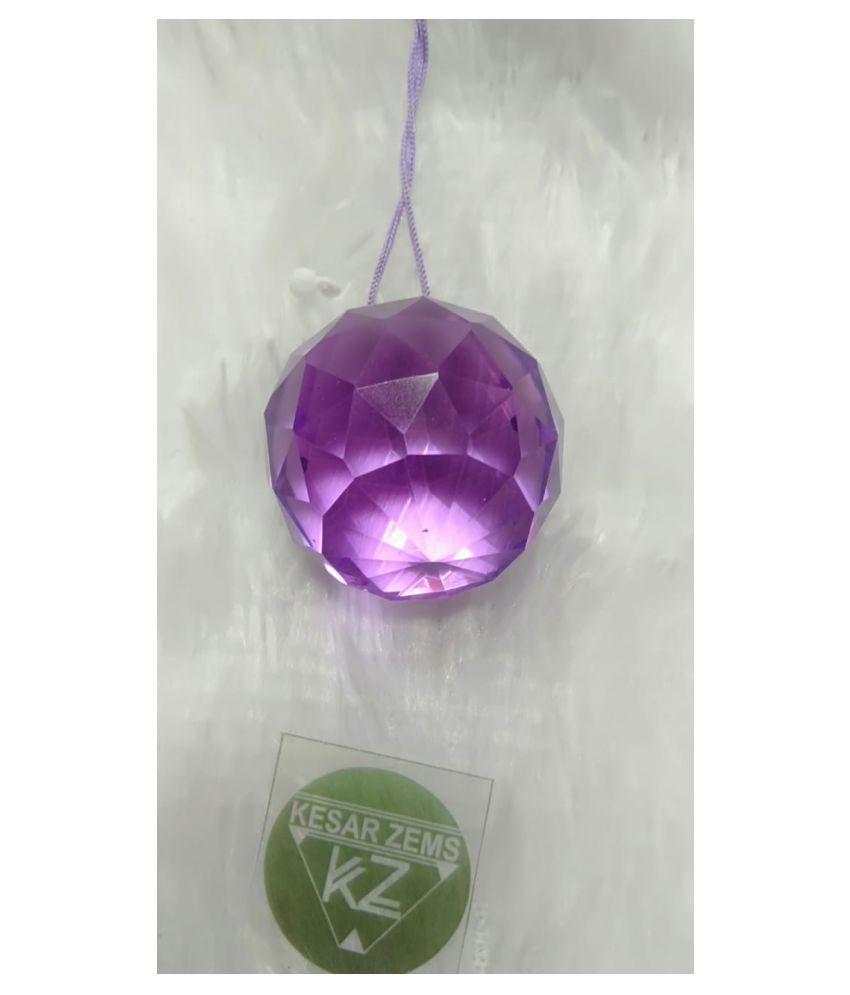     			KESAR ZEMS Purple Crystal Hanging Ball With Purple Thread For Good Luck and Prosperity 40 MM (4 X 4 X 4 CM, Purple)