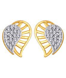 Spargz Designer Brass Two Tone Plated CZ Stone Tops Earring For Women FER_031