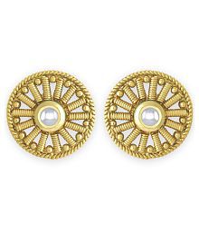 Spargz Traditional Round Brass Gold Plated Kundan Tops Earring For Women OER_5378