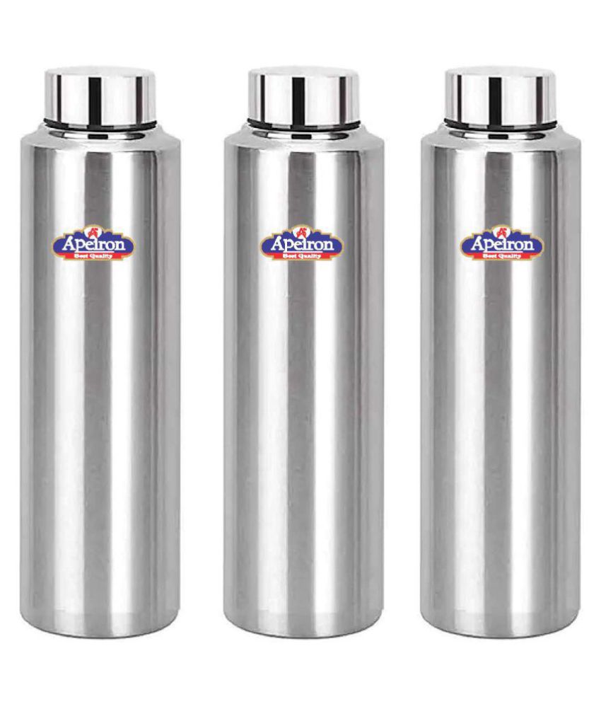 APEIRON FRIDGE BOTTLE Silver 1000 mL Stainless Steel Fridge Bottle set of 3