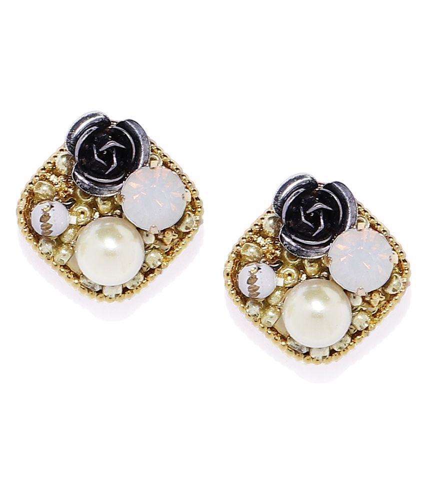     			Spargz Fashion Daily Wear Gold Plated Alloy Pearl Stud Earring For Women OER_5296