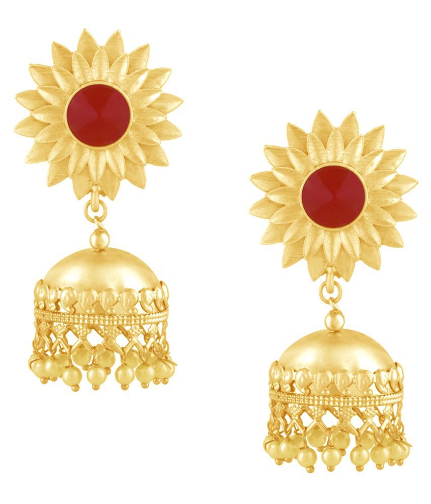     			Spargz Floral Alloy Gold Plated Color Stone & Pearl Jhumki Earring For Women TER_297