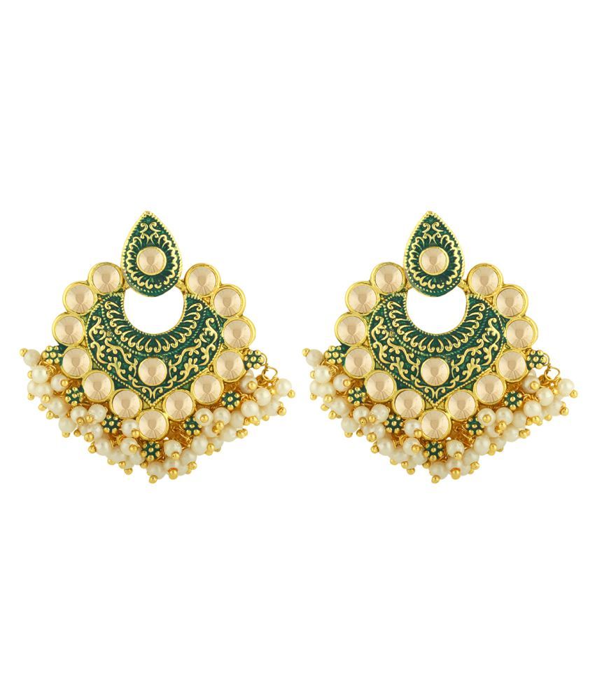     			Spargz Traditional Alloy Festive Wear Gold Plated Synthetic Stone & Bead Chandbali Earring For Women AIER_1859