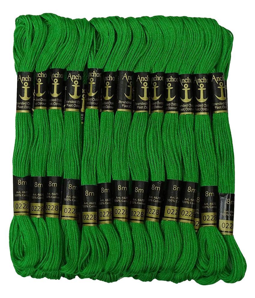     			PRANSUNITA Anchor Stranded Cotton 6 Strand Cross-Stitch Hand Embroidery Stranded Cotton Craft Sewing Floss Thread, Pack of 10 (Dark Green)