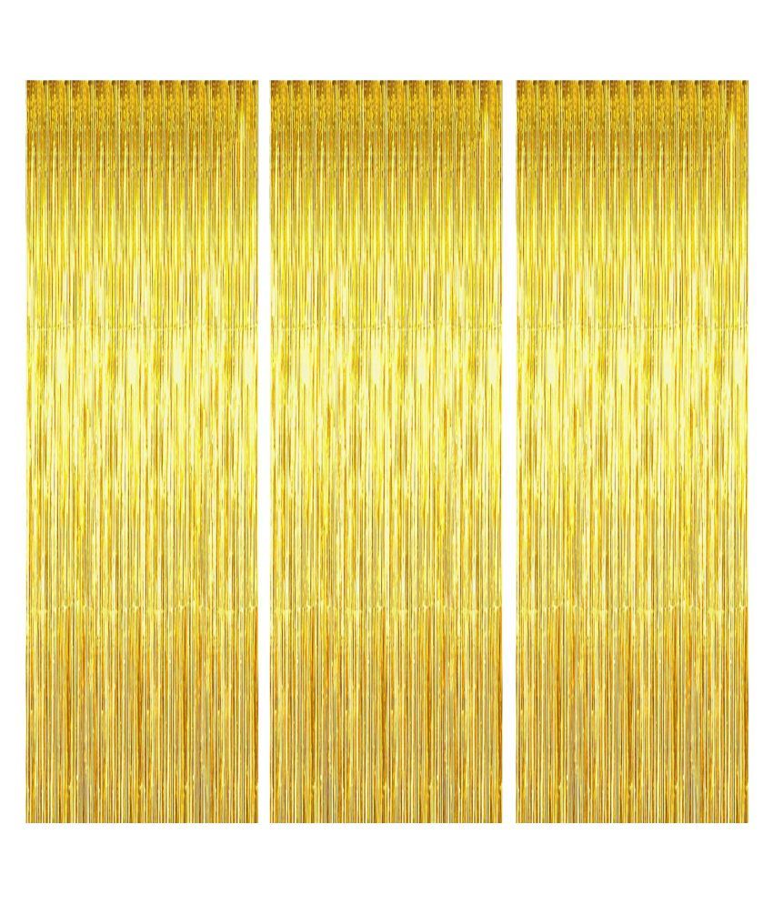     			Sana Party Decoration Golden Foil Curtain Pack of 3 for Birthday, Anniversaries, Graduation, Retirement, Baby Shower Decoration