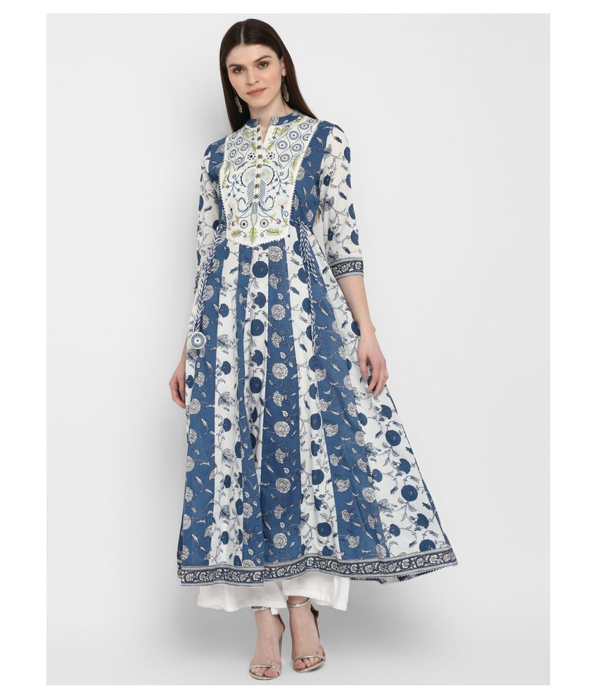     			Vbuyz Blue Cotton Anarkali Kurti