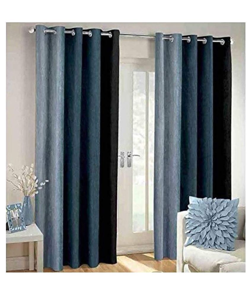     			Koli collections Set of 2 Door Semi-Transparent Eyelet Polyester Curtains Gray