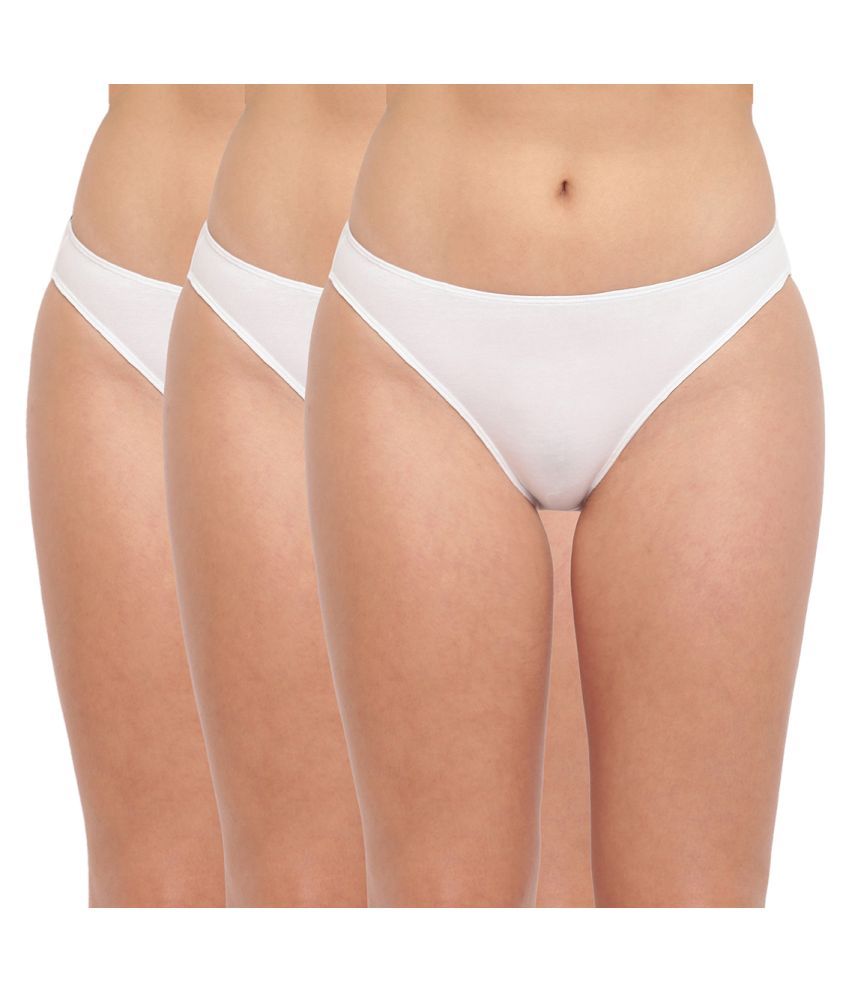     			BASIICS By La Intimo Pack of 3 Cotton Lycra Women's Briefs ( White )