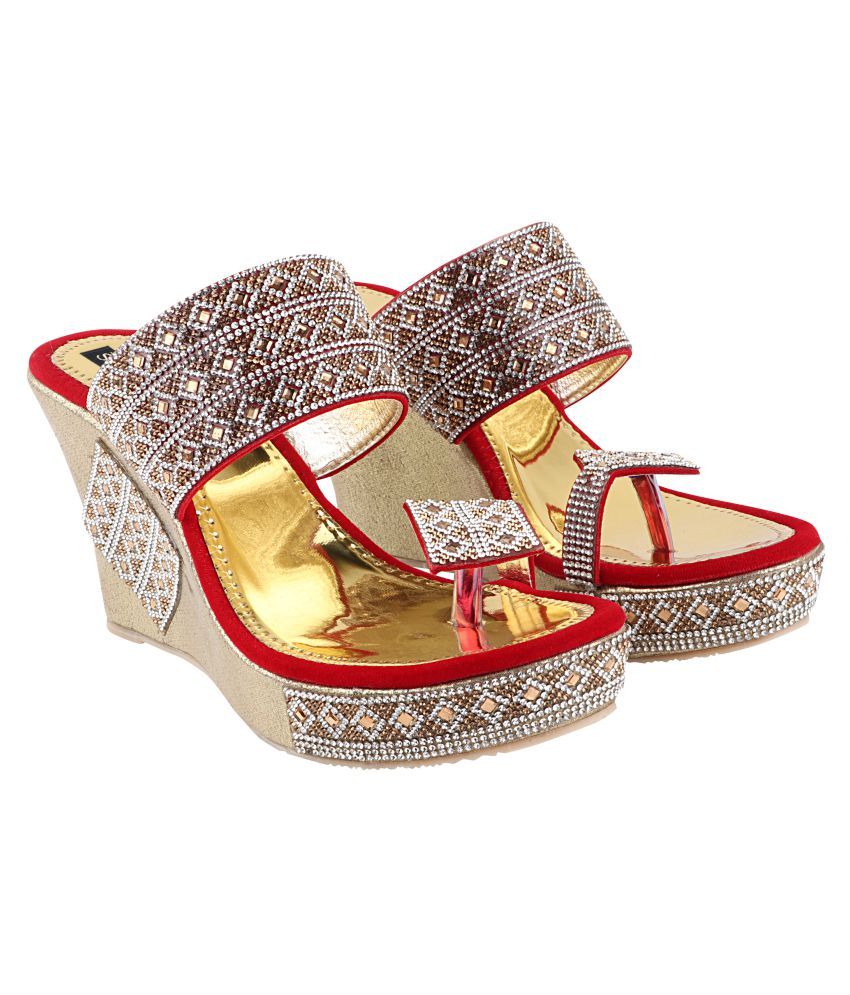 womens red wedge sandals