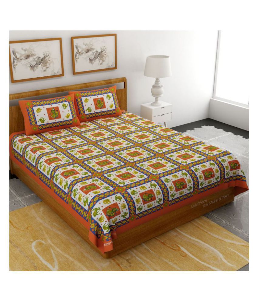     			Uniqchoice Cotton Double Bedsheet with 2 Pillow Covers ( 240 cm x 215 cm )