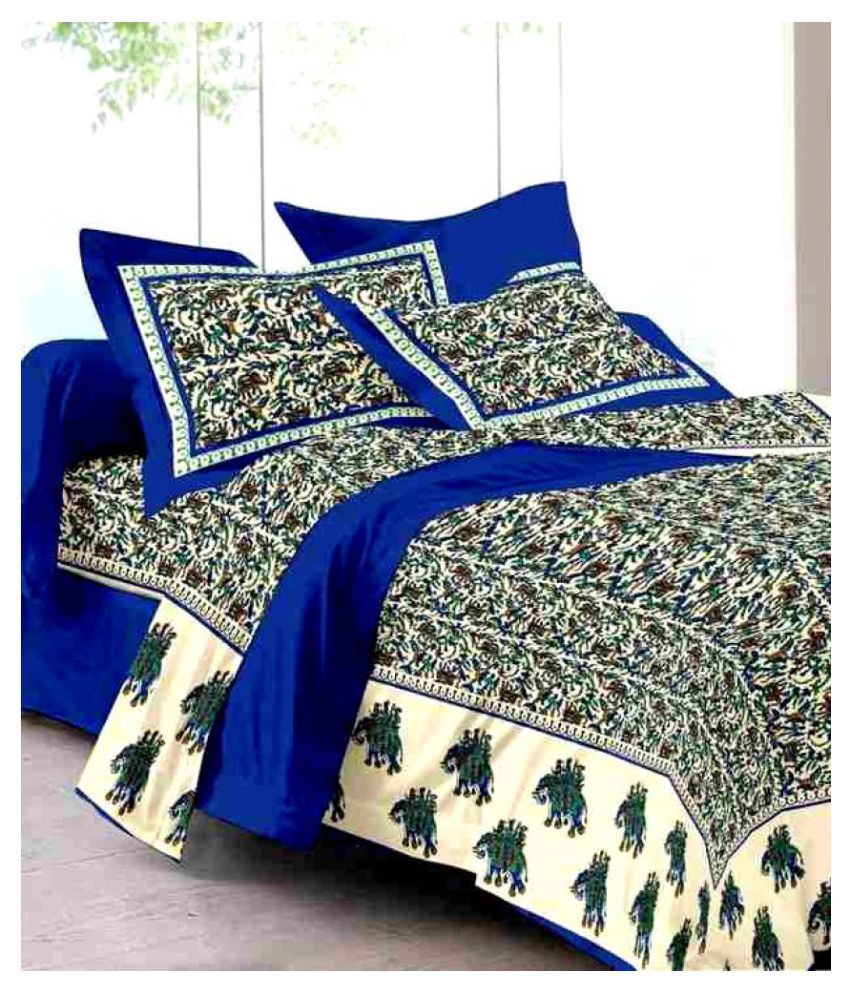     			Uniqchoice - Assorted Cotton Double Bedsheet with 2 Pillow Covers